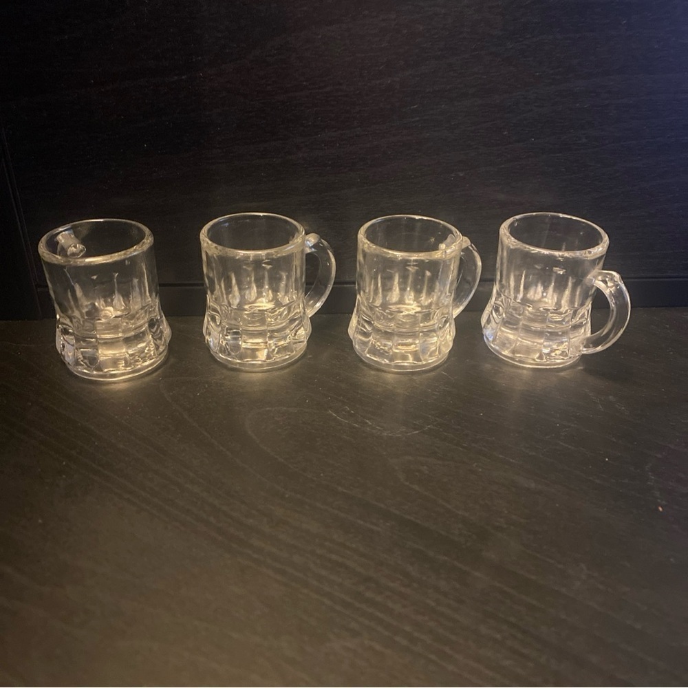 4 Vintage Federal Glass Miniature‎ Mug Shot Glass